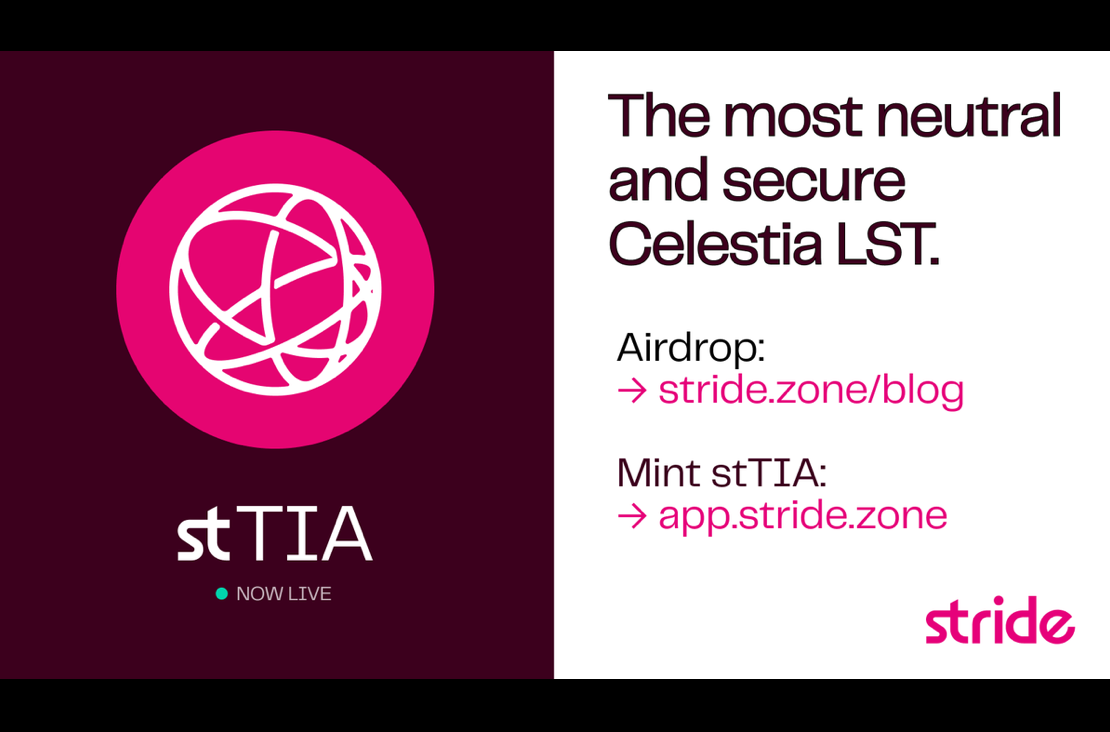 Stride Launched Liquid Staking Token for $TIA, and to Airdrop 5M $STRIDE to Adopters Stride Launched Liquid Staking Token for $TIA, and to Airdrop 5M $STRIDE to AdoptersatCoins Rating